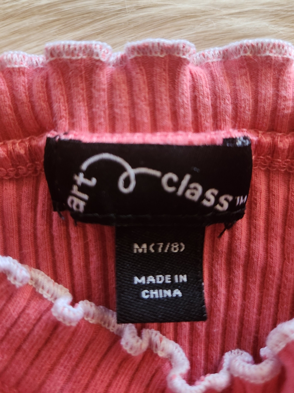 art class Pink Ribbed Ruffle-Trim Mock Neck Tank - Picture 3 of 3